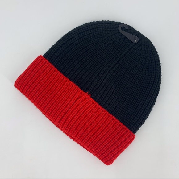 Spyder NWT Mens' Black and Res Colorblock Knit Beanie, OS - Picture 2 of 12
